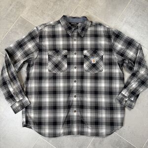 Carhartt Rugged Flex Plaid Work Shirt 2XL Men Relaxed Fit Button Down
